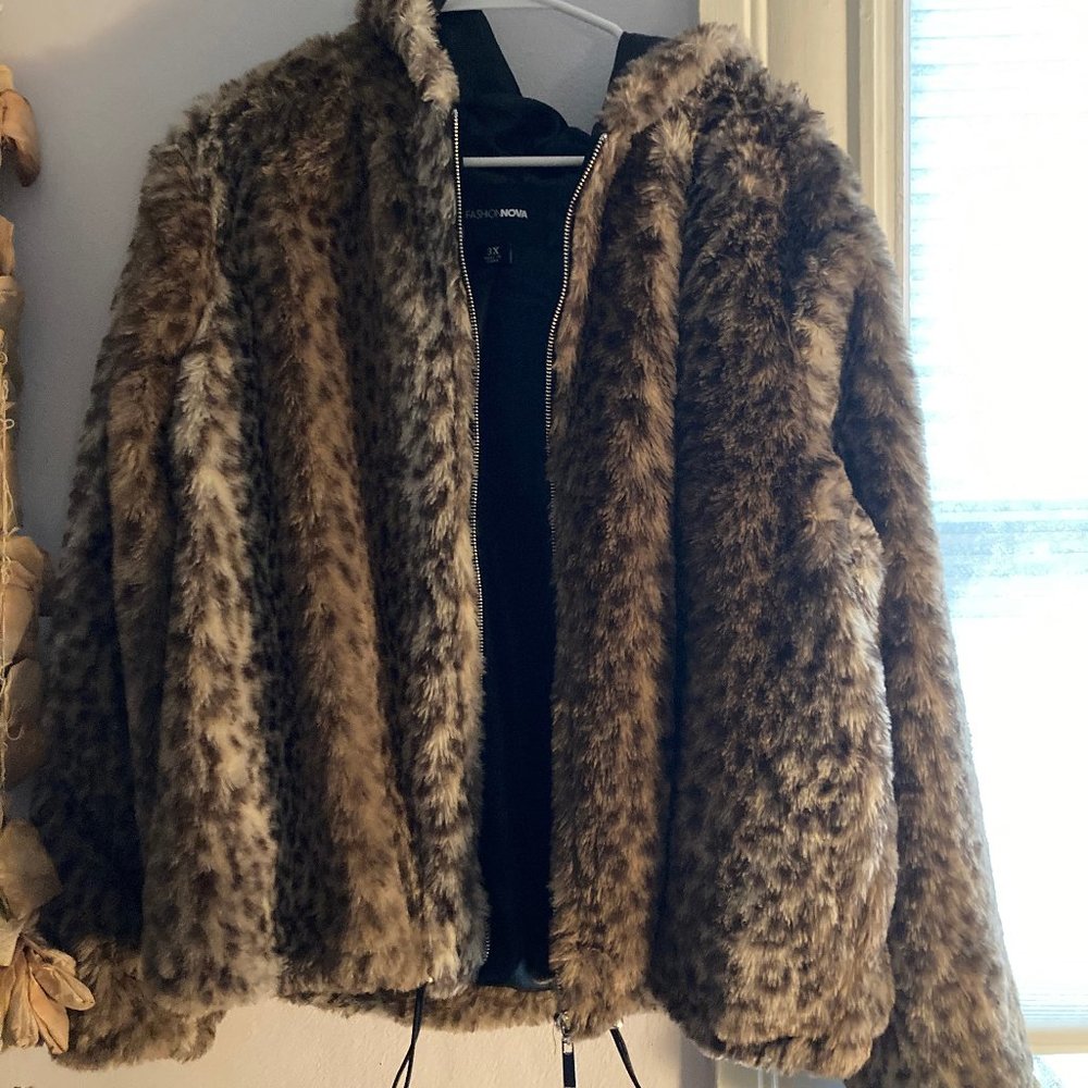 Faux Fur Zip Hoodie